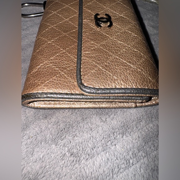 Chanel Keycles Card Holder Shimmery Gold Leather